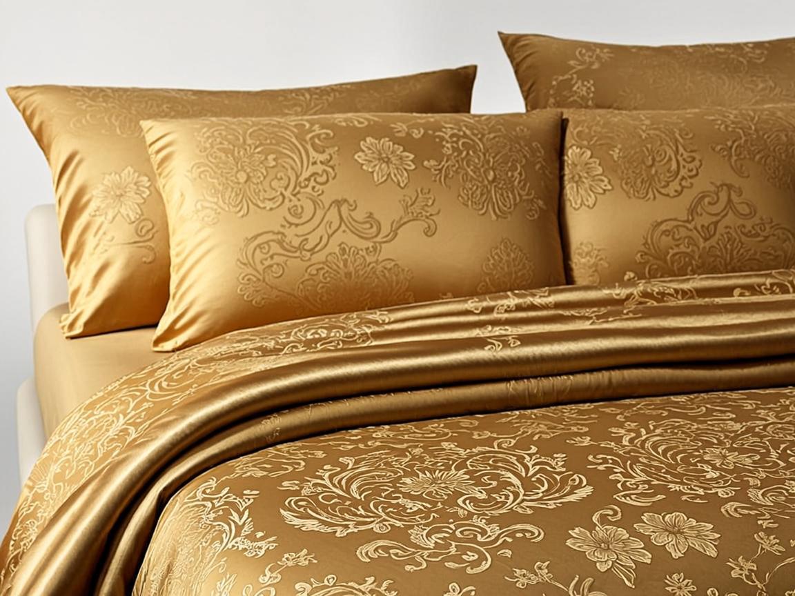 Olive Green Zari Woven Georgette bedsheets