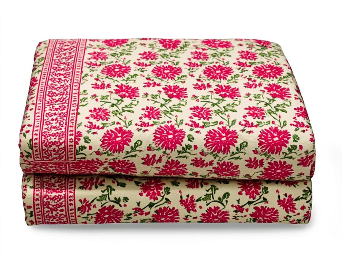 Burnt Orange Hand Block Printed Cotton Silk bedsheets