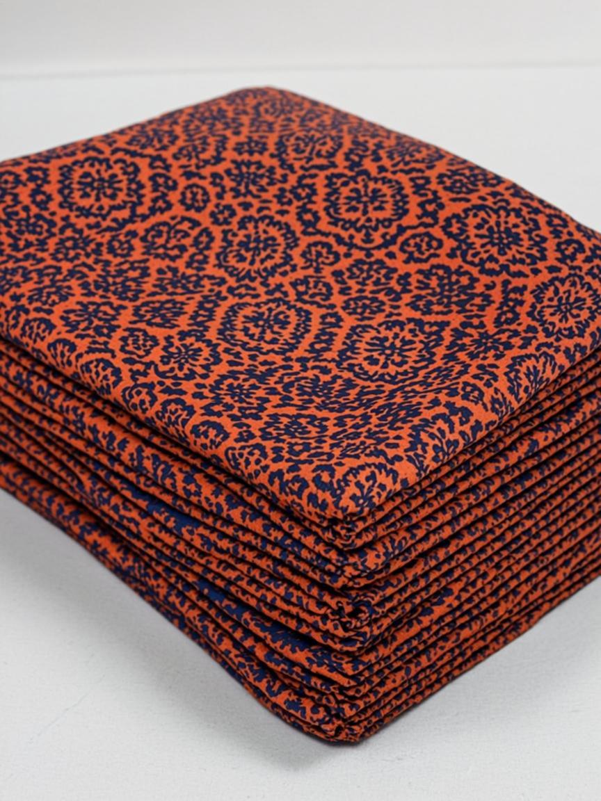 Jaipuri Hand Block Printed Bedsheet — Rust Indigo Floral 240 TC