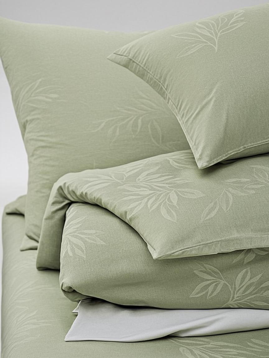 Sage Green Botanical Bedsheet Set — Leaf Print 230 TC