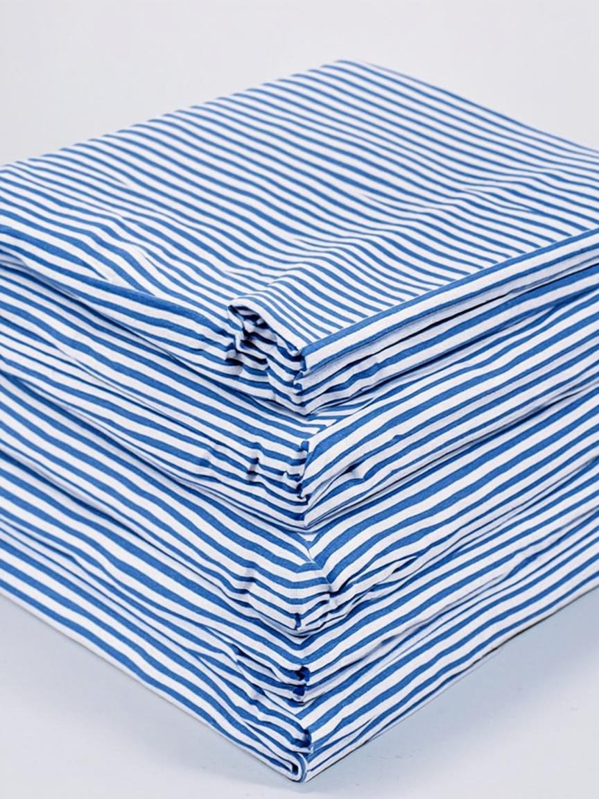 Blue White Stripe Crisp Cotton Bedsheet — 210 TC