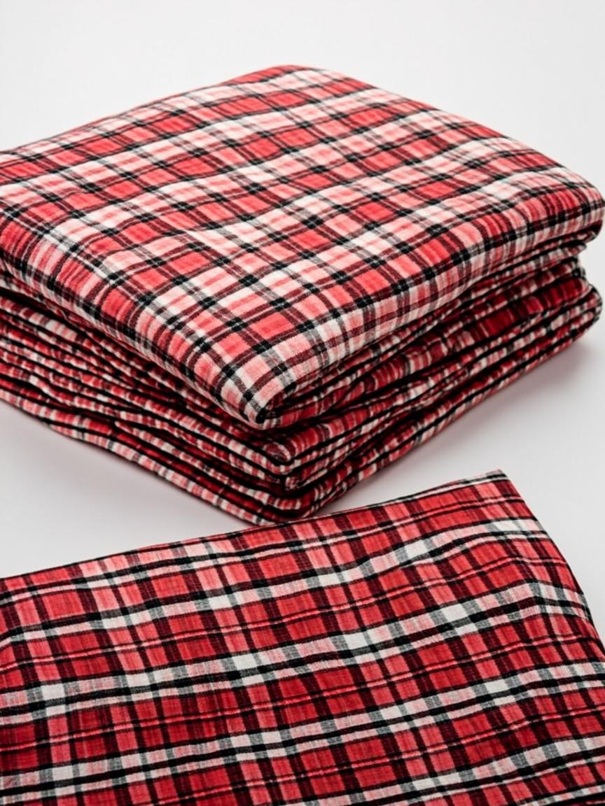 Red Gingham Check Bedsheet — Casual Cotton 210 TC