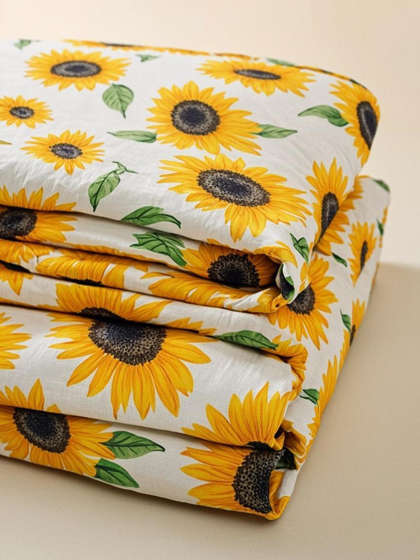 Sunflower Yellow Bedsheet — Bright Floral 220 TC