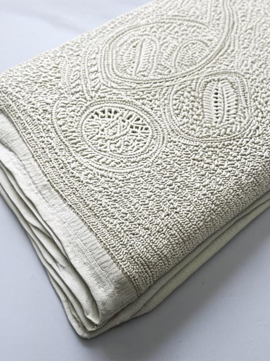 White Chikankari Muslin Dress Material