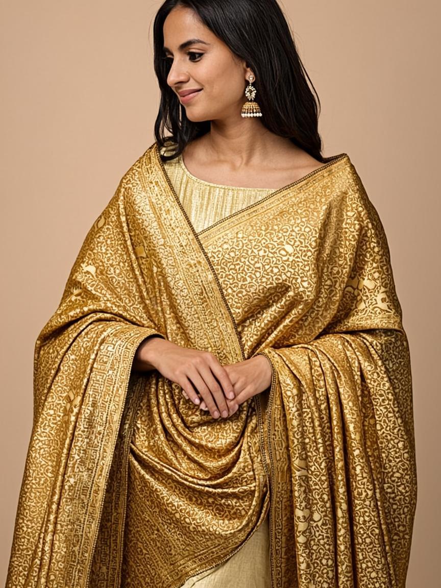 Antique Gold Tissue Silk Dupatta