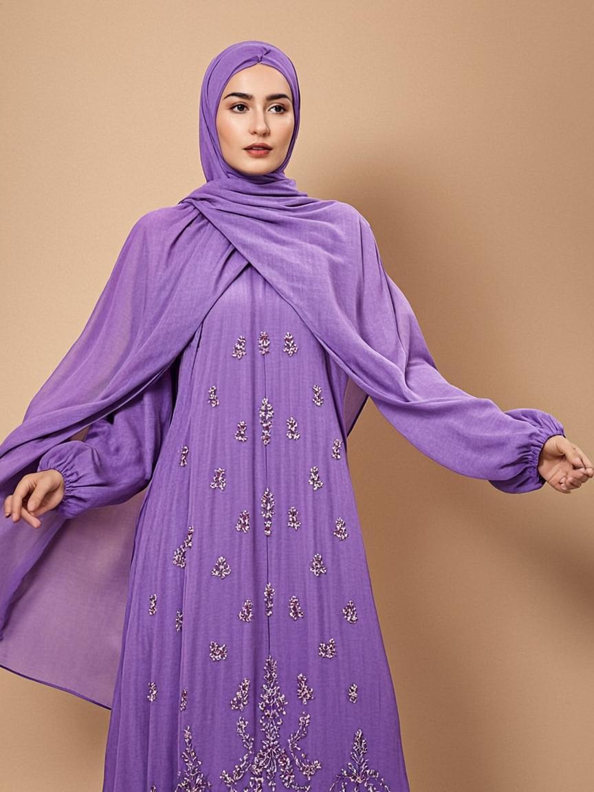Lilac Silver Thread Organza Dupatta