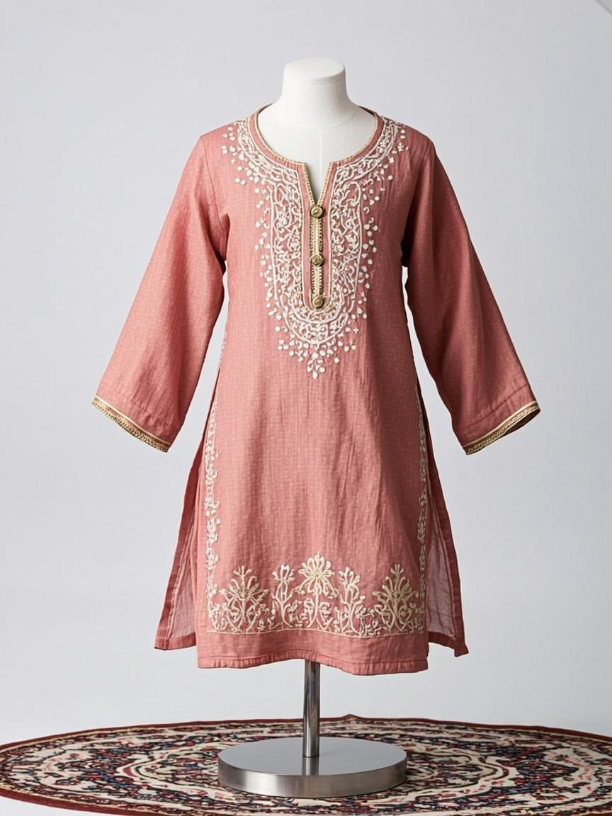 Lavender Hand Block Printed Cotton Silk Kids Party Wear Dress