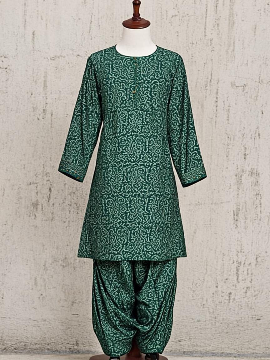 Blush Pink Stone Work Silk Blend Kids Kurta Set