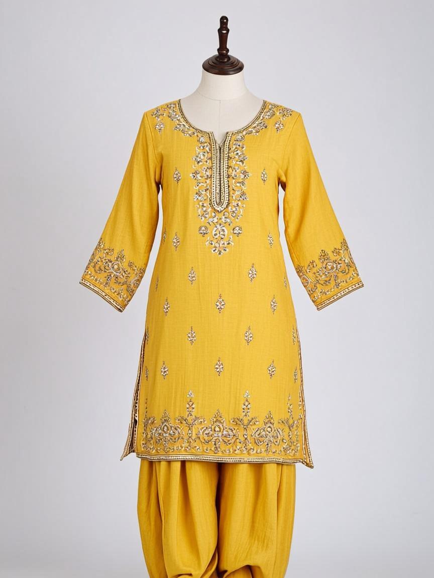 Turquoise Zari Woven Georgette Kids Party Wear Dress
