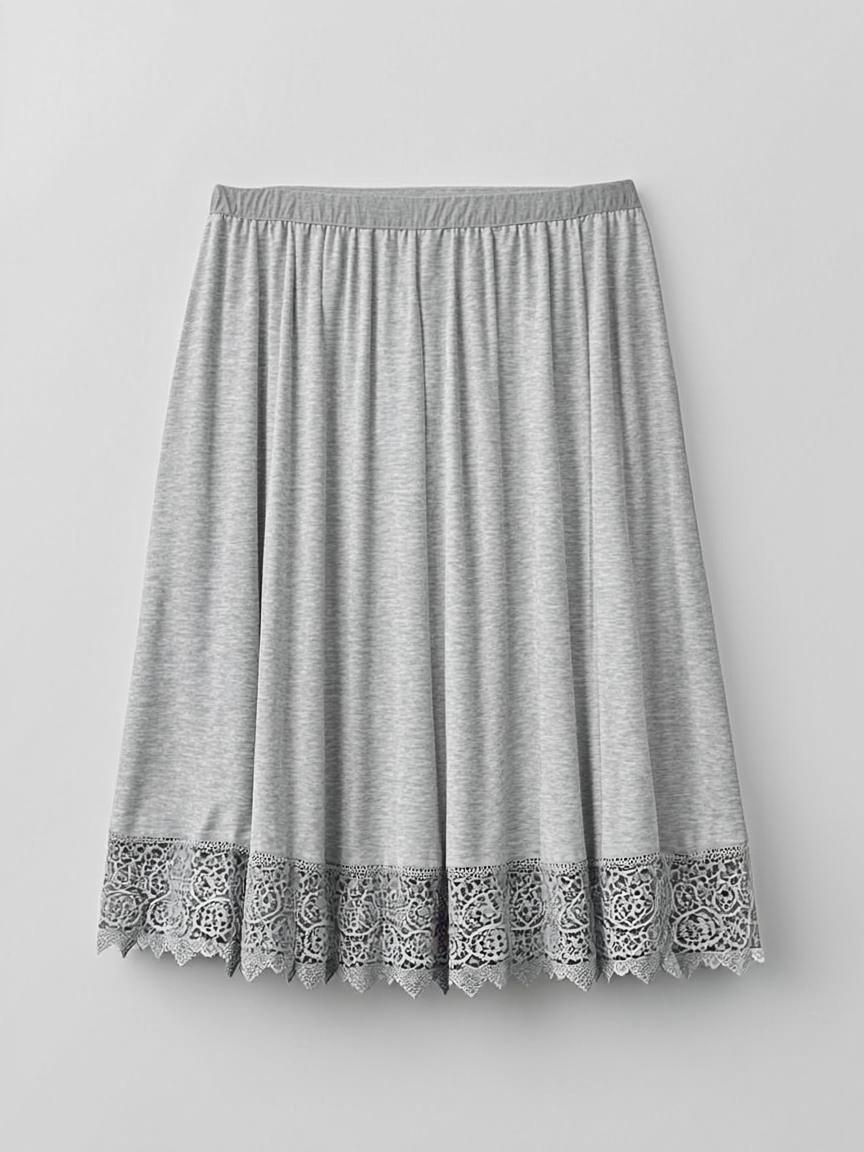 Soft Grey Micro Cotton Petticoat — Lace Hem