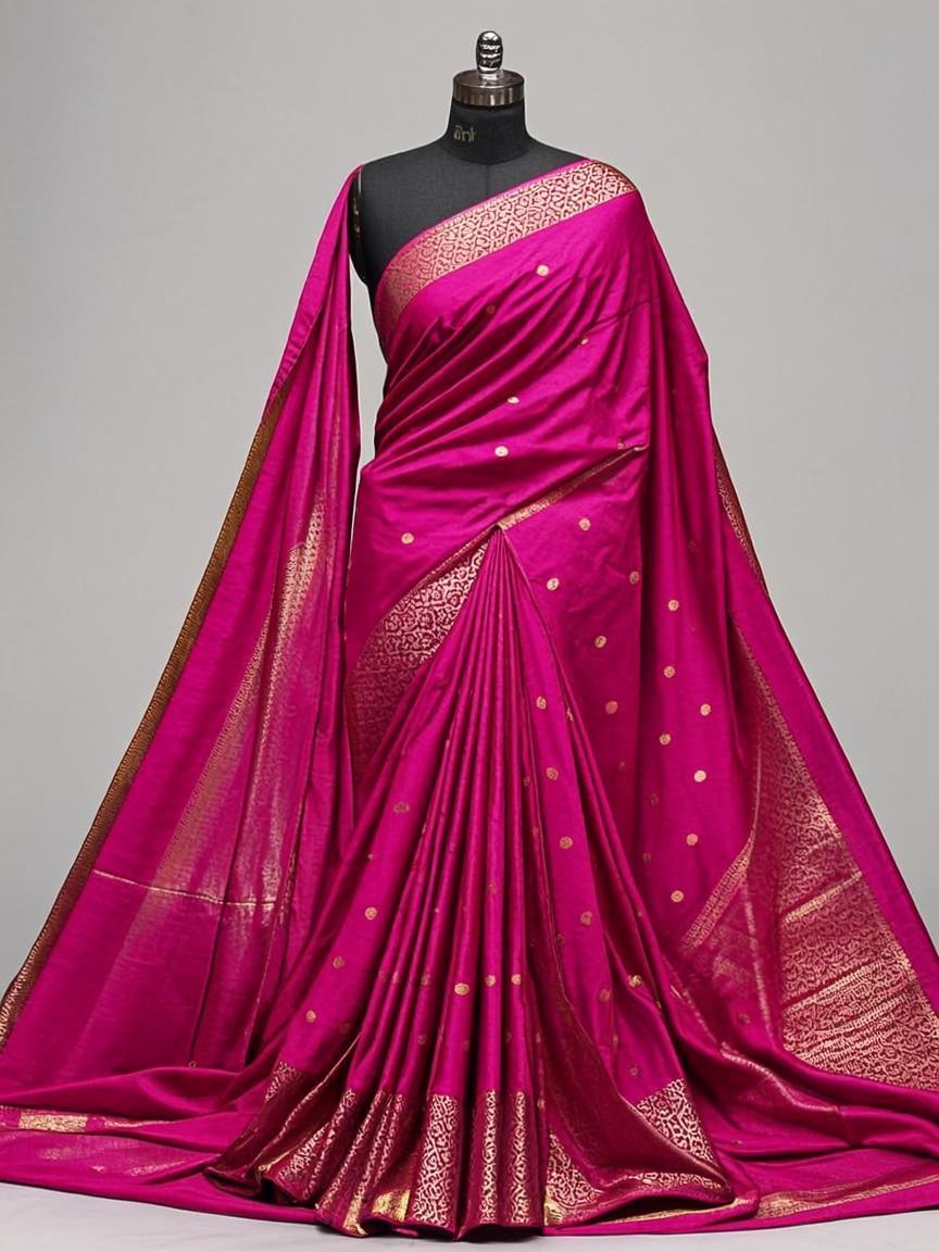 Magenta Silk Bridal Petticoat — Zari Border