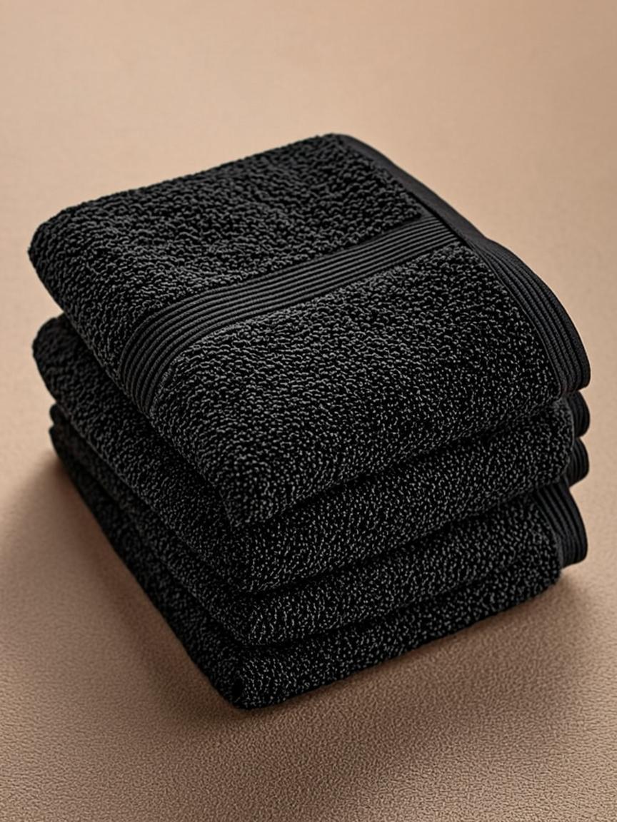 Black Luxury Bath Towel — Satin Stripe Border 560 GSM