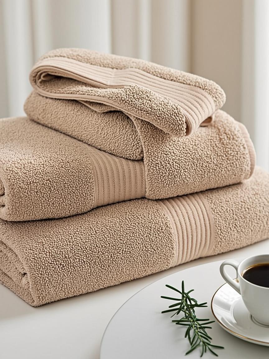 Champagne Beige Combed Cotton Bath Towel — Premium 540 GSM