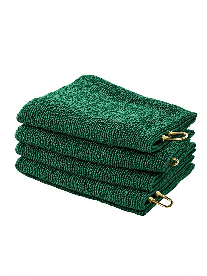 Golf Microfiber Towels — Forest Green Grommet Pack of 3 320 GSM