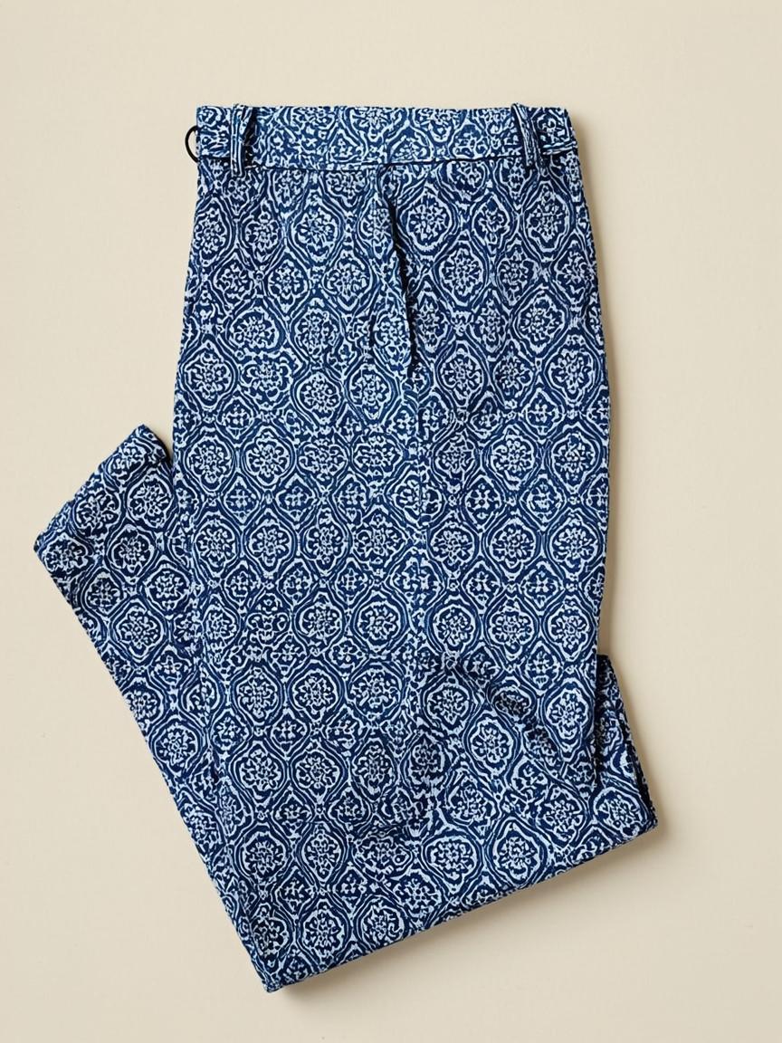 Blue White Ethnic Print Palazzo