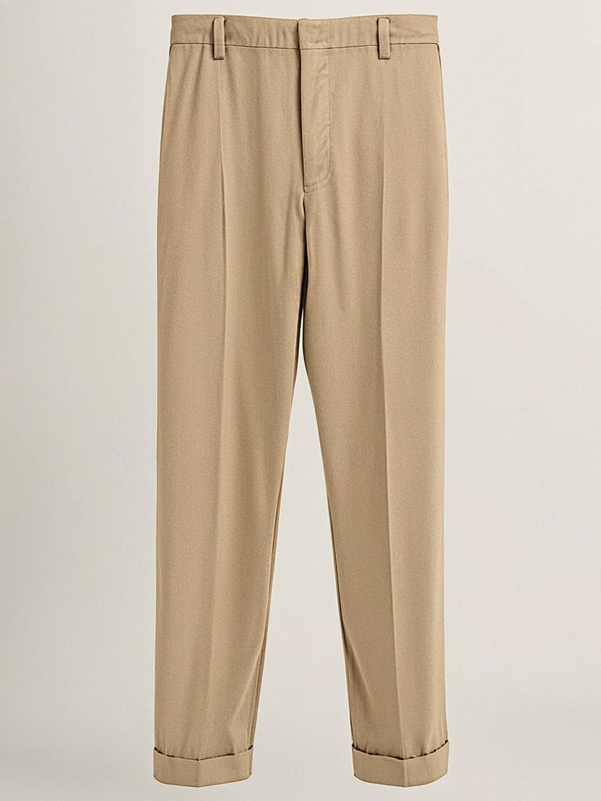 Beige Formal Crepe Trousers