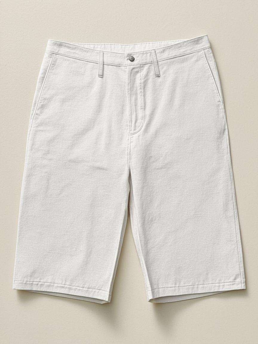 White Cotton Lycra Capris — Three Quarter